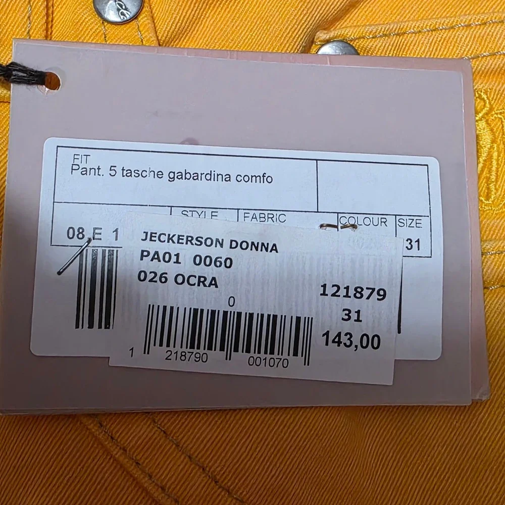 Jeckerson Women's Donna Ochre Yellow Gabardine 5-Pocket Golf Pants Italy Size 31